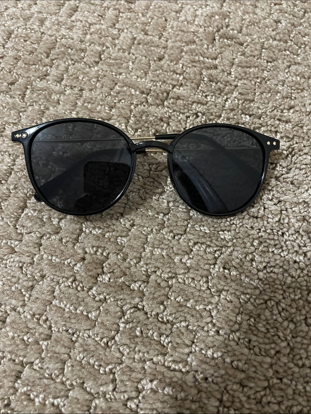 Classic Round Black Sunglasses with Dark Lenses